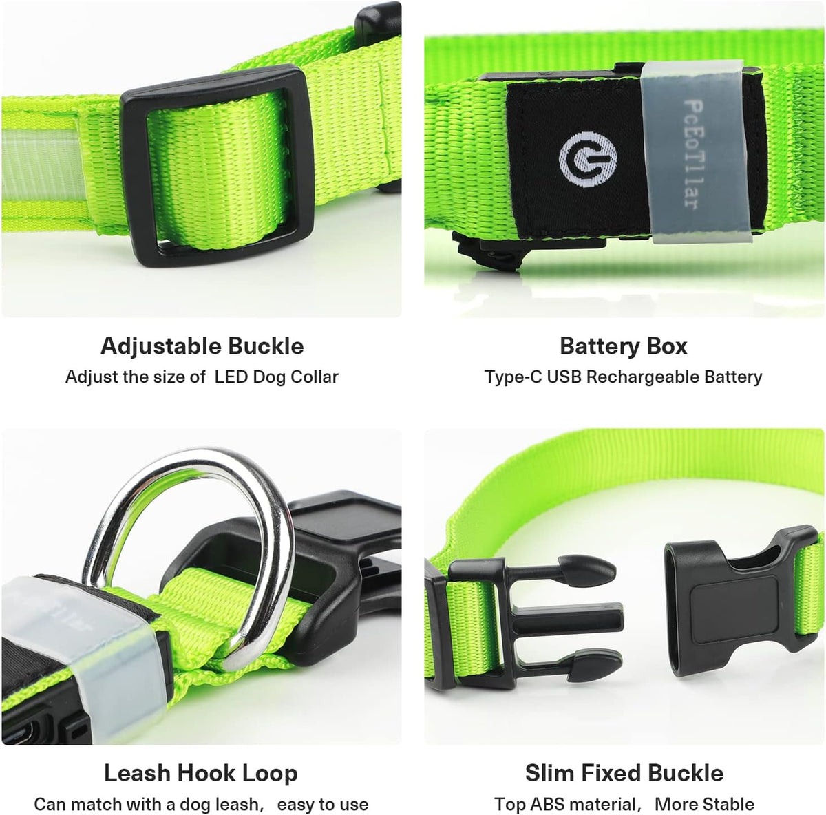 Rechargeable LED Dog Safety Collar – 8 Light Modes